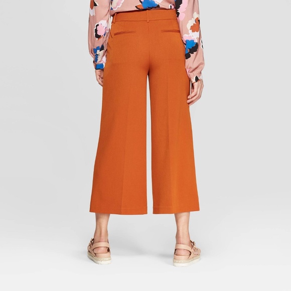 NEW Burnt Orange Wide-Leg Crop Fashion Pants 16 B3 - Picture 2 of 8